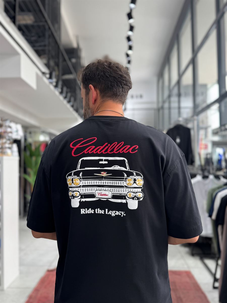 Black Cadillac Print Oversize T-Shirt RES-1110