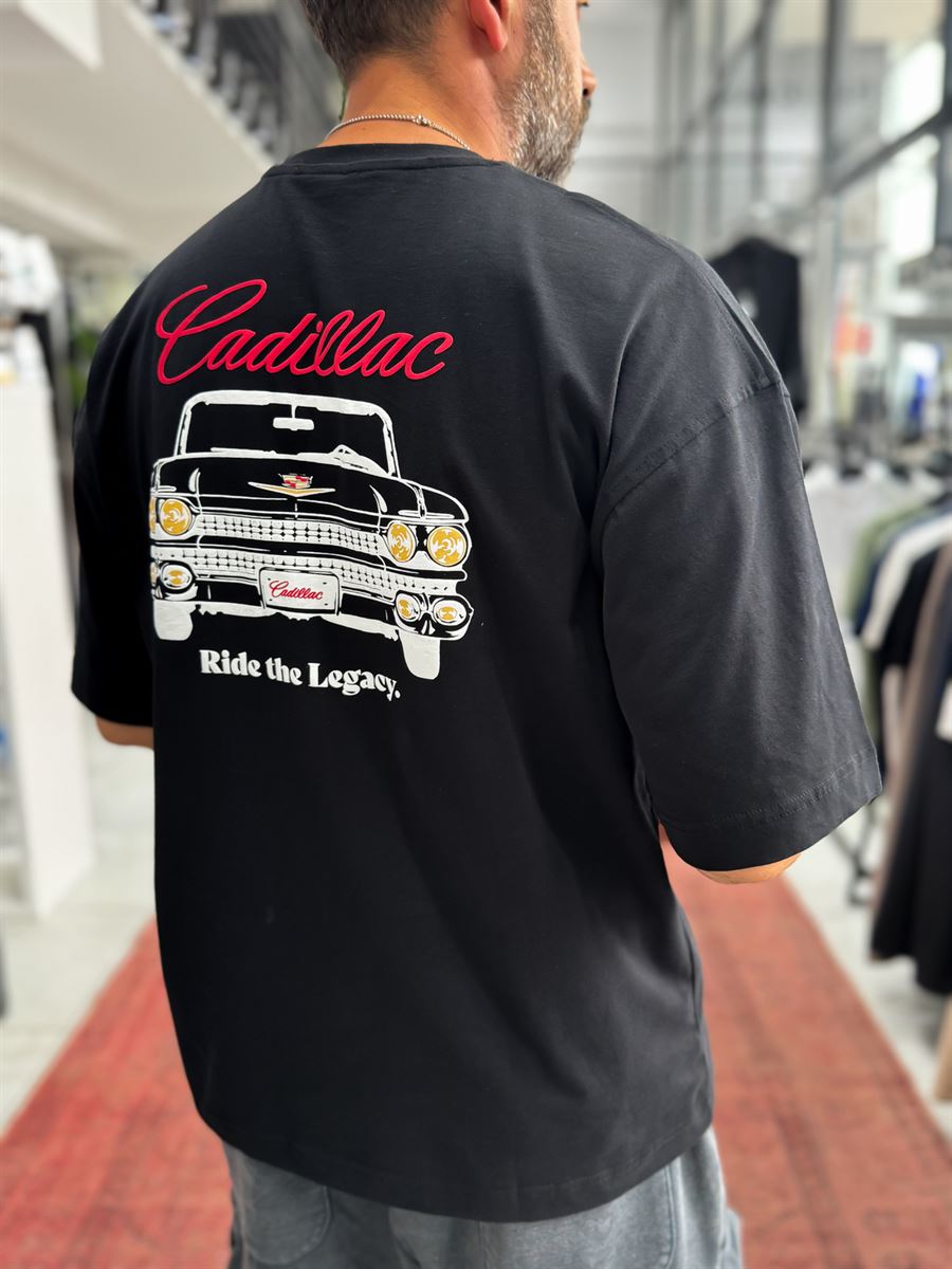 Black Cadillac Print Oversize T-Shirt RES-1110