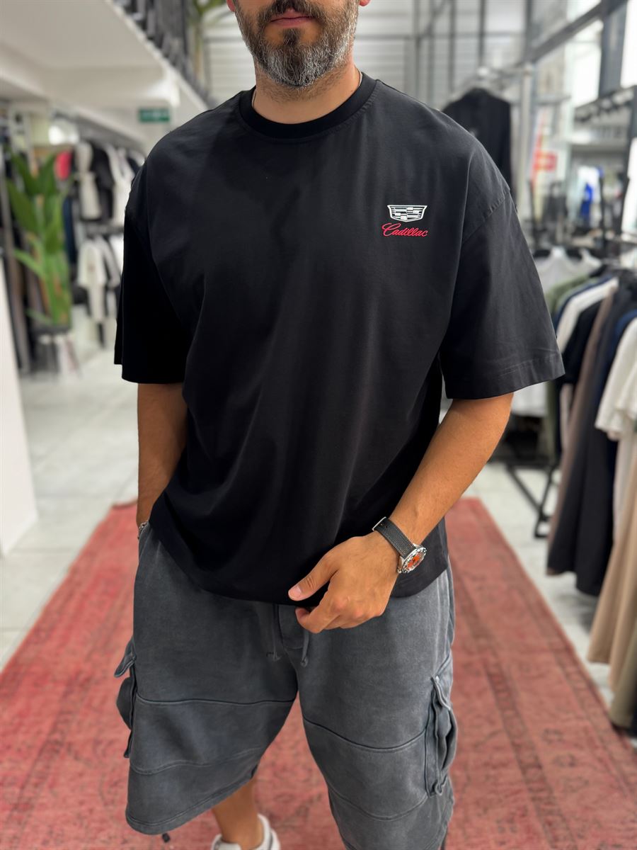 Black Cadillac Print Oversize T-Shirt RES-1110