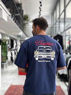 Navy Blue Cadillac Print Oversize T-Shirt RES-1110