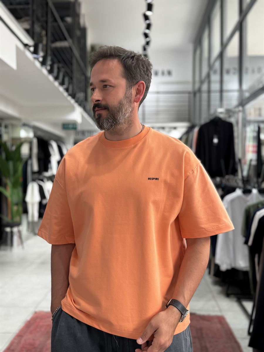 Salmon Two-Thread Basic Embossed Oversize T-Shirt RES-002