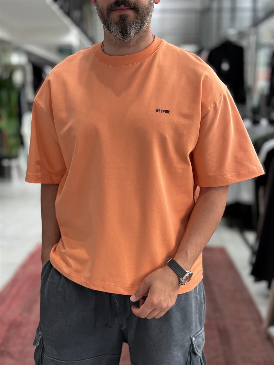 Salmon Two-Thread Basic Embossed Oversize T-Shirt RES-002