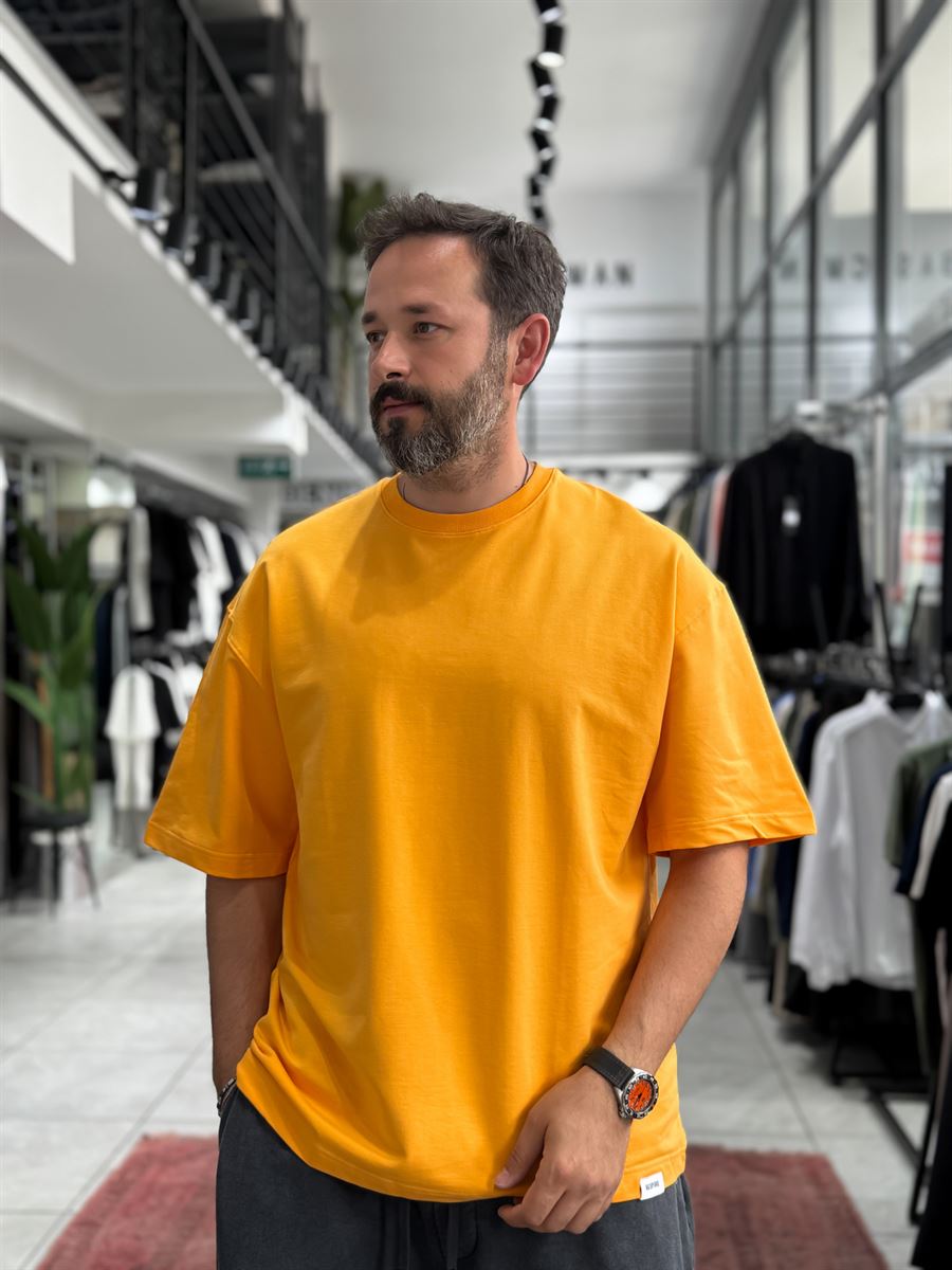 Orange Two-Thread Basic Oversize T-Shirt RES-003