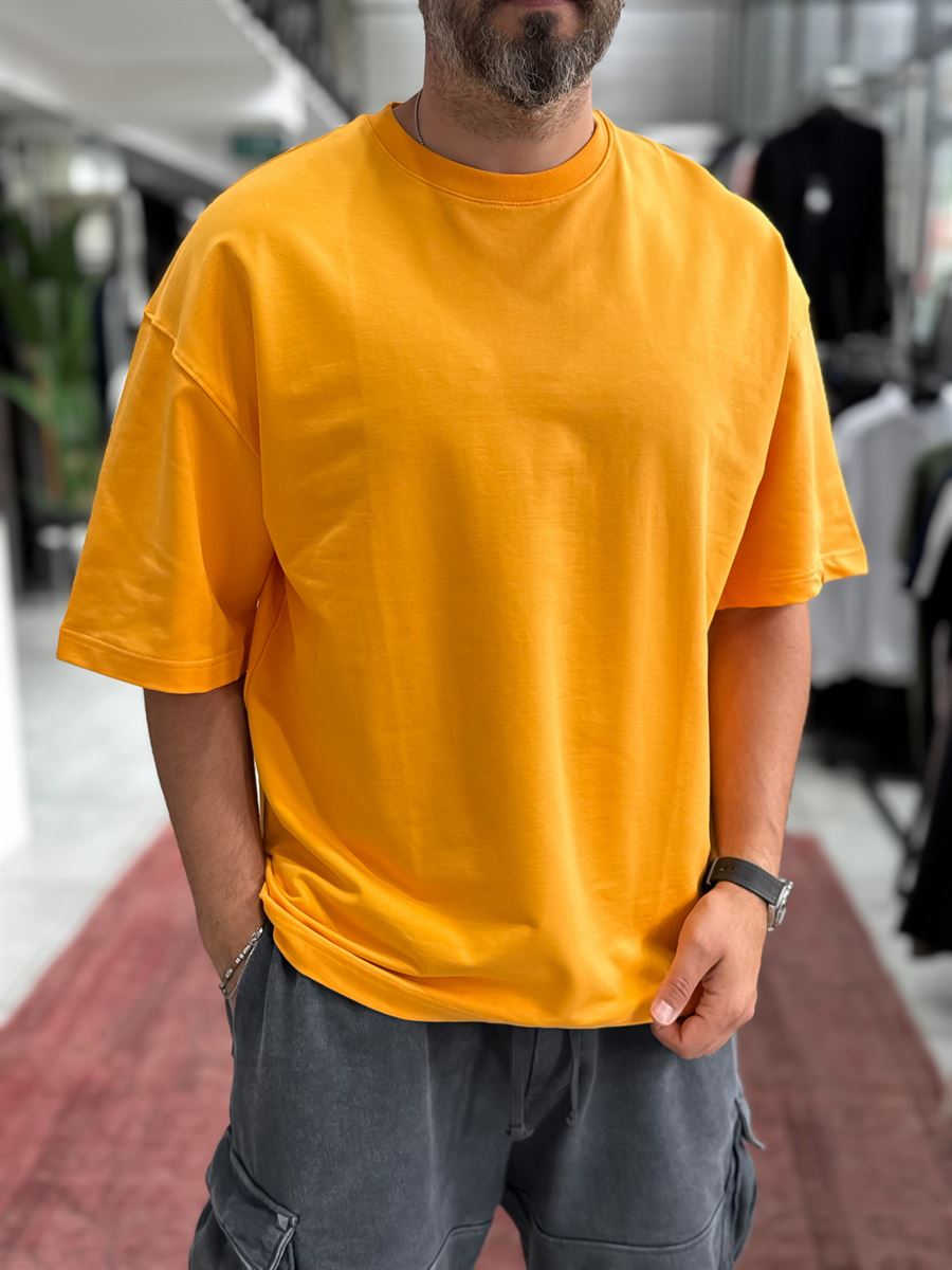 Orange Two-Thread Basic Oversize T-Shirt RES-003