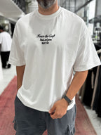 White Round Back Embroidered Oversize T-Shirt RES-1085