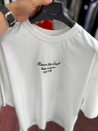 White Round Back Embroidered Oversize T-Shirt RES-1085