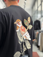 Black Motif Bird Patch Oversize T-Shirt SW-5137