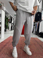 Grey Tracksuit with Elastic Waistband and Stitching BLA-768