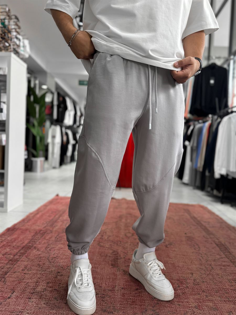 Grey Tracksuit with Elastic Waistband and Stitching BLA-768