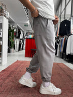 Grey Tracksuit with Elastic Waistband and Stitching BLA-768
