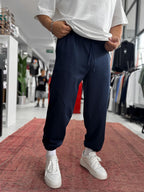 Navy Blue Tracksuit with Elasticated Waist and Stitching BLA-768