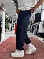 Navy Blue Tracksuit with Elasticated Waist and Stitching BLA-768