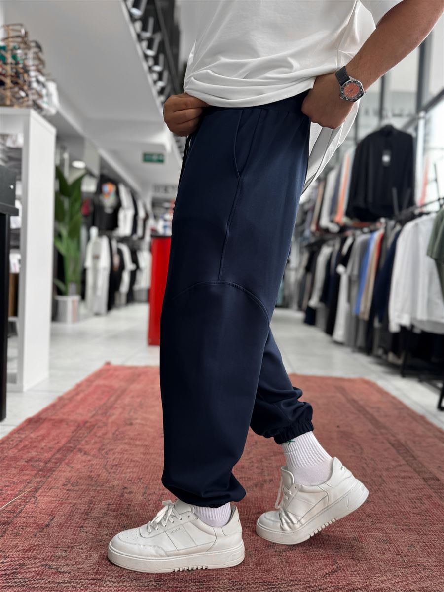 Navy Blue Tracksuit with Elasticated Waist and Stitching BLA-768