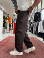 Coffee Brown Knee Detail Baggy Sweatpants BLA-738