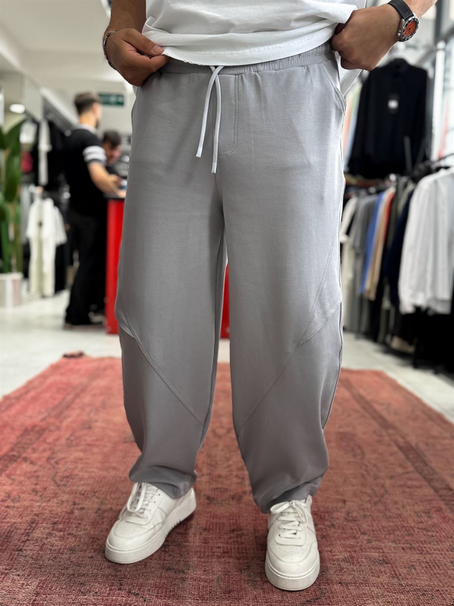Grey Baggy Sweatpants with Knee Detail BLA-738