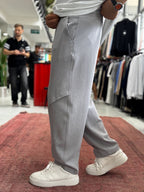 Grey Baggy Sweatpants with Knee Detail BLA-738