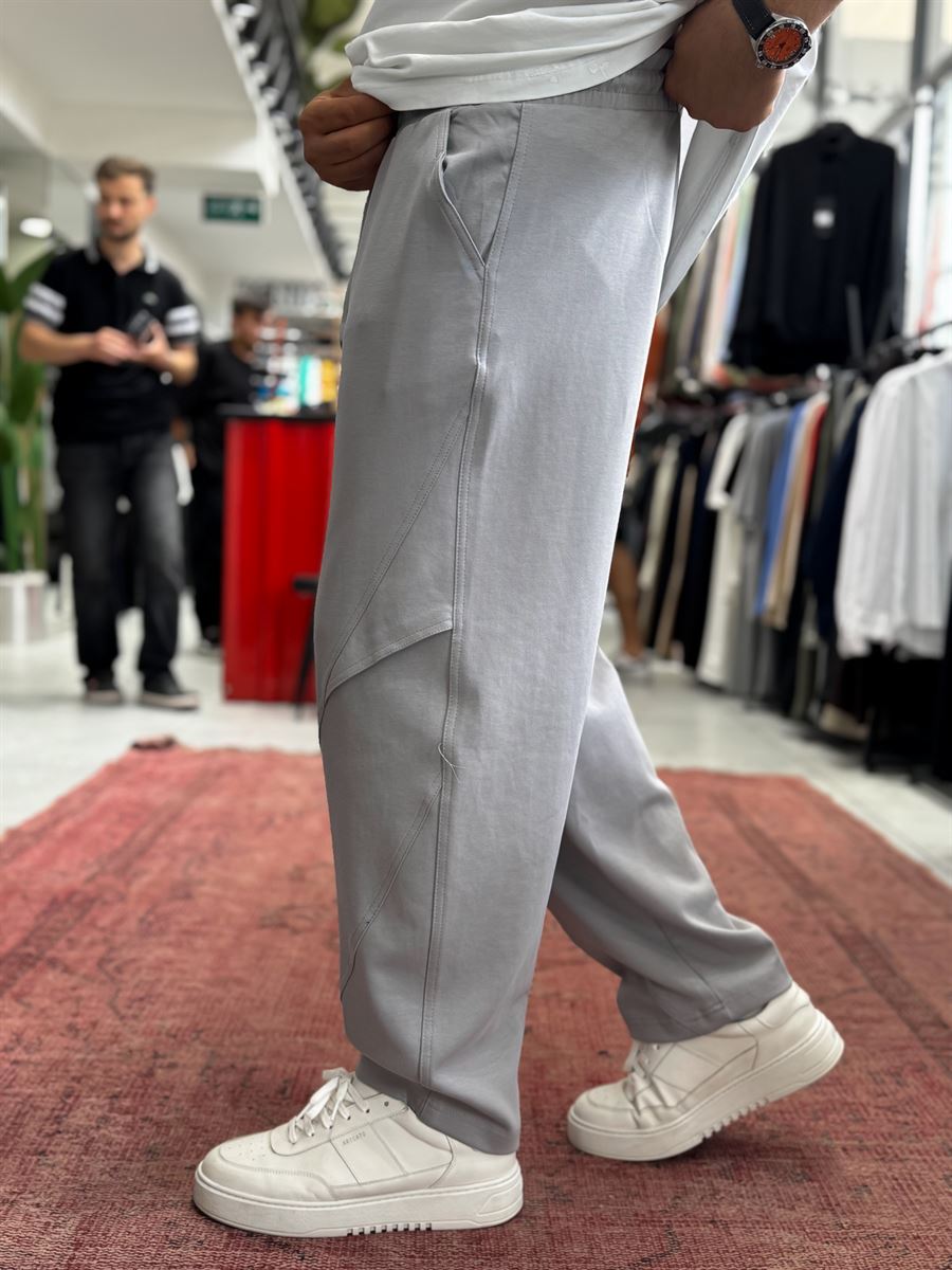 Grey Baggy Sweatpants with Knee Detail BLA-738