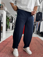 Navy Blue Baggy Sweatpants with Knee Detail BLA-738