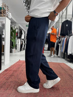 Navy Blue Baggy Sweatpants with Knee Detail BLA-738