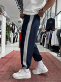 Navy Blue Tracksuit with Side Stripes and Elastic Waistband BLA-766