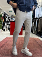 Beige Lycra Regular Pants BY-5058