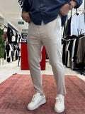 Beige Lycra Regular Pants BY-5058