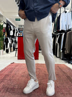 Beige Lycra Regular Pants BY-5058