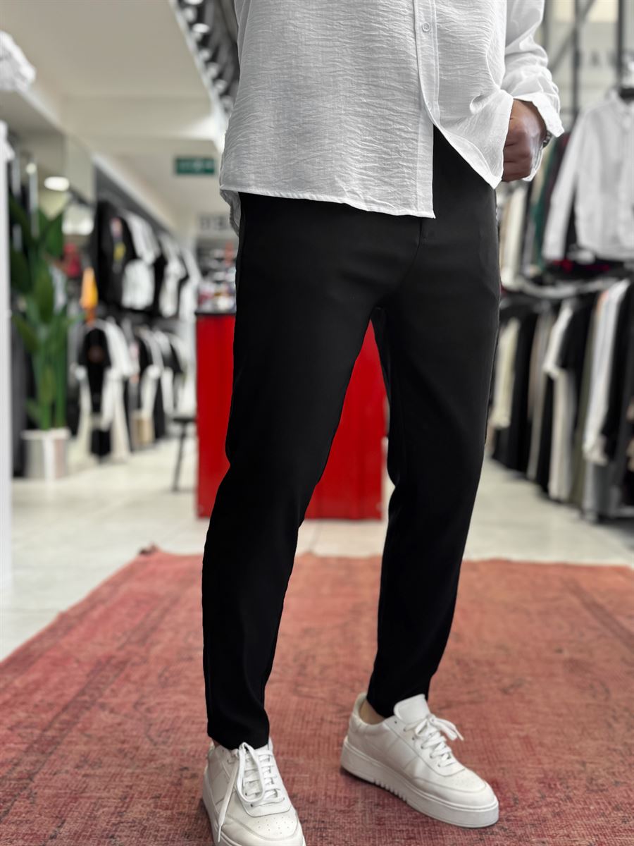 Black Lycra Regular Pants BY-5058