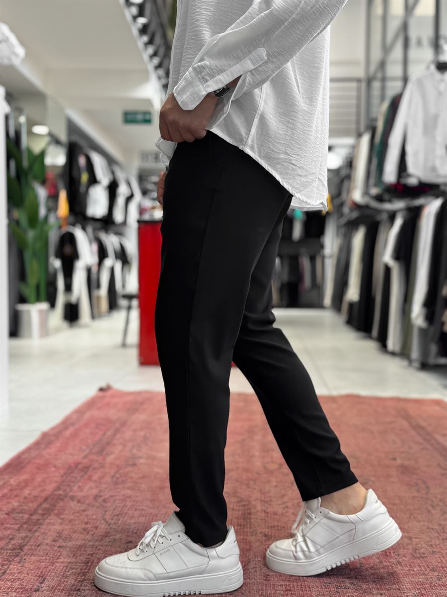 Black Lycra Regular Pants BY-5058