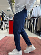 Navy Blue Lycra Regular Pants BY-5058