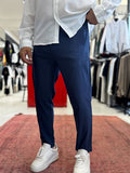 Navy Blue Lycra Regular Pants BY-5058
