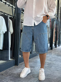 Blue Denim Shorts with Side Detail DF-3357