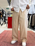Beige Linen Baggy Trousers GJ-17237
