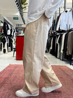 Beige Linen Baggy Trousers GJ-17237