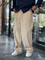 Beige Linen Baggy Trousers GJ-17237