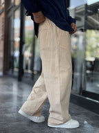 Beige Linen Baggy Trousers GJ-17237