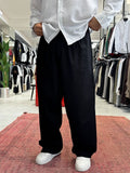 Black Linen Baggy Pants GJ-17237