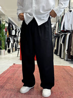 Black Linen Baggy Pants GJ-17237