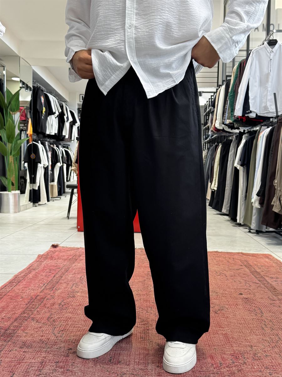 Black Linen Baggy Pants GJ-17237