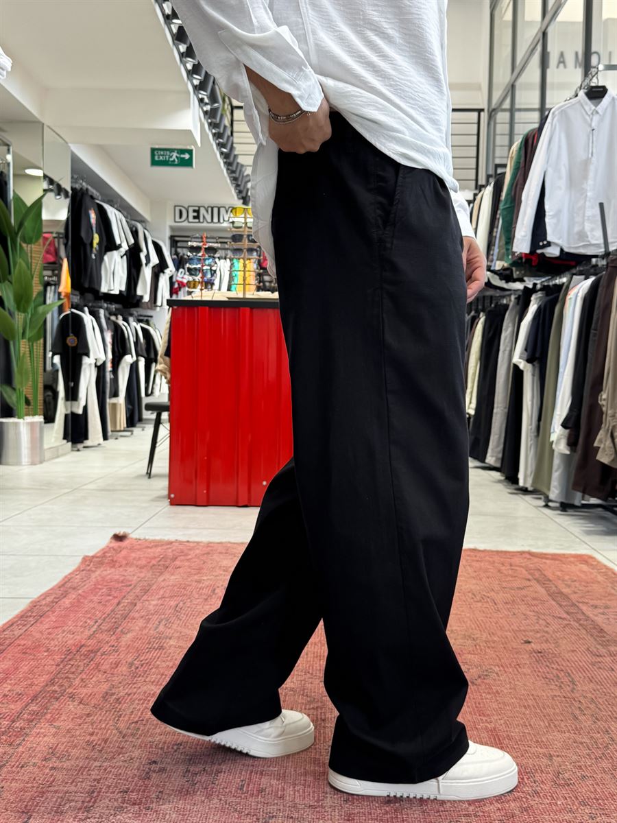Black Linen Baggy Pants GJ-17237
