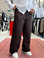 Coffee Linen Baggy Pants GJ-17237