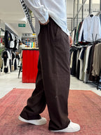 Coffee Linen Baggy Pants GJ-17237