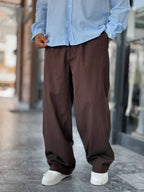 Coffee Linen Baggy Pants GJ-17237
