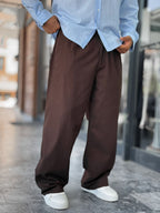 Coffee Linen Baggy Pants GJ-17237