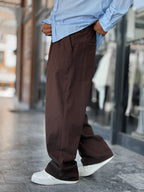 Coffee Linen Baggy Pants GJ-17237