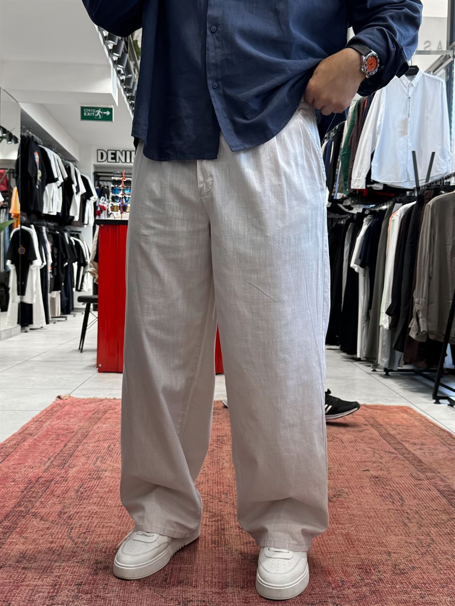 Grey Linen Baggy Pants GJ-17237
