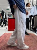 Grey Linen Baggy Pants GJ-17237