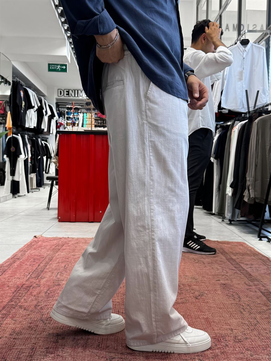 Grey Linen Baggy Pants GJ-17237