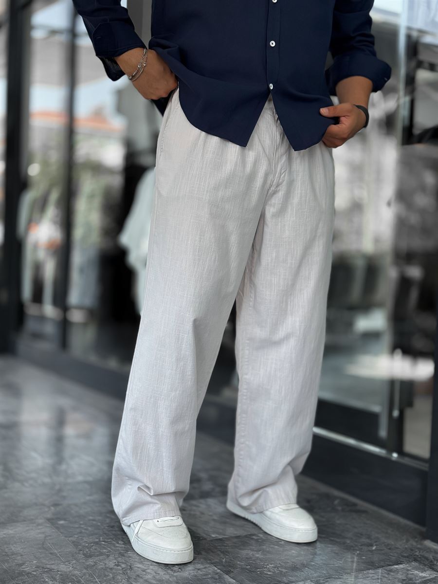 Grey Linen Baggy Pants GJ-17237