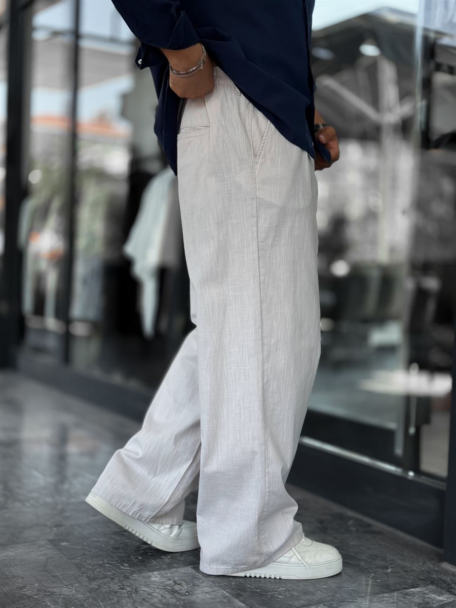 Grey Linen Baggy Pants GJ-17237